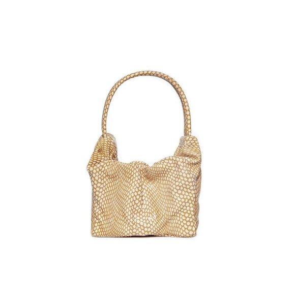 STAUD Felix Handbag Gathered Dotted Embossed Soft Cow Leather Fawn $350 - Picture 1 of 14